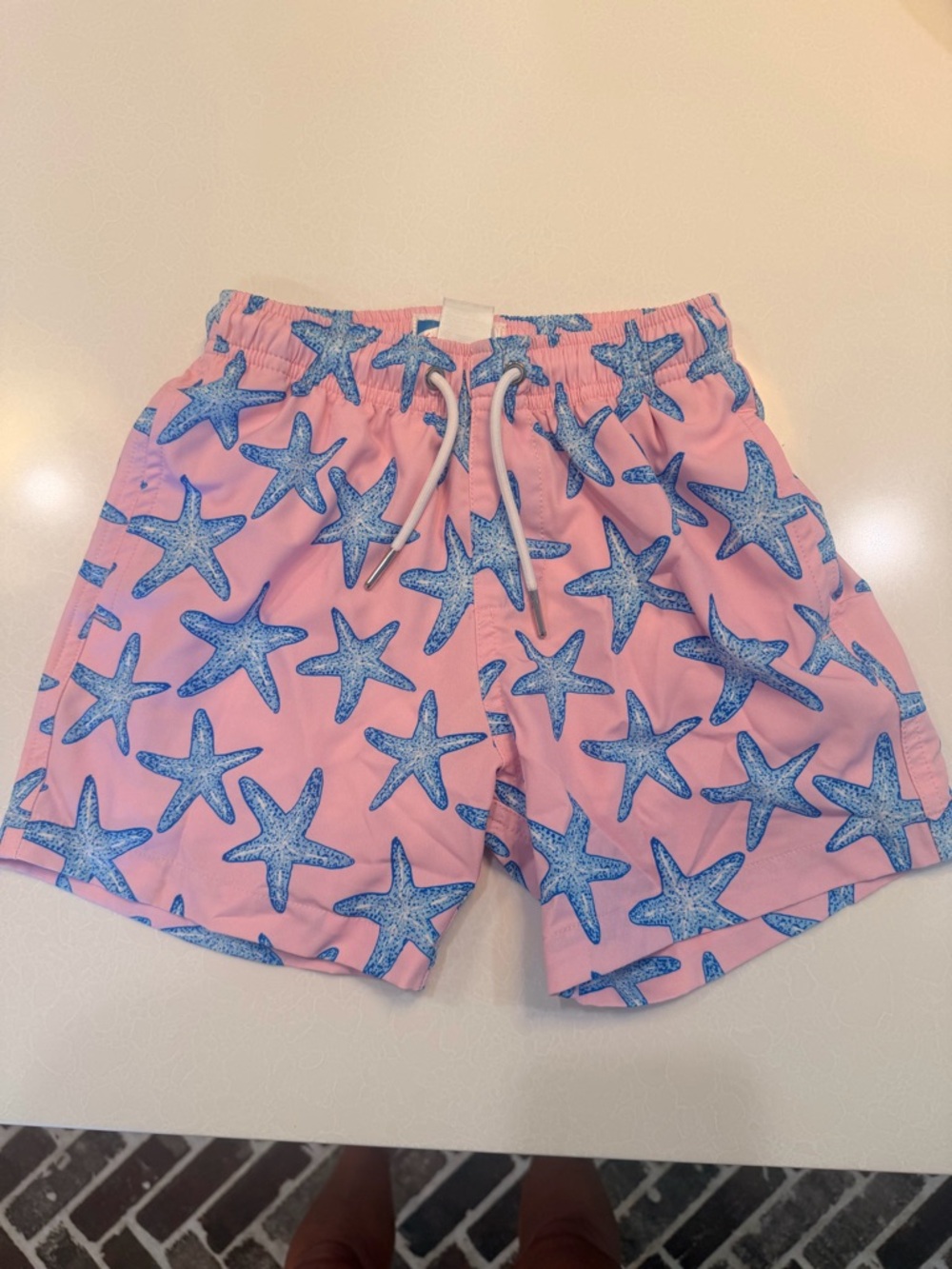Bernie’s Pink Starfish Print Swim Shorts Boys size 7 EUC!